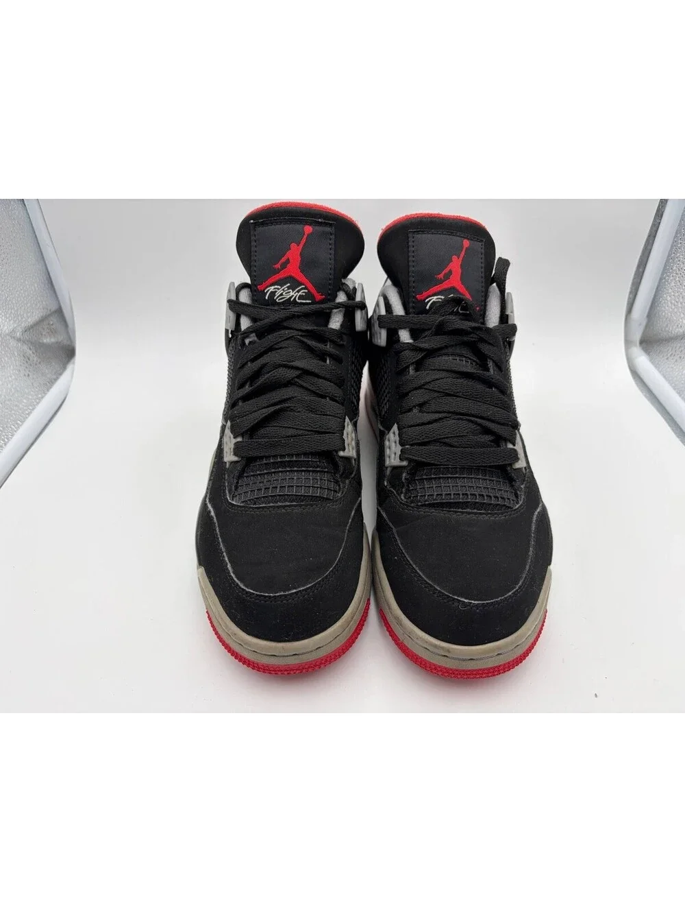 Nike Air Jordan 4 Retro Black Fire Red Cement Grey Size 8.5 Mens 308497-060
